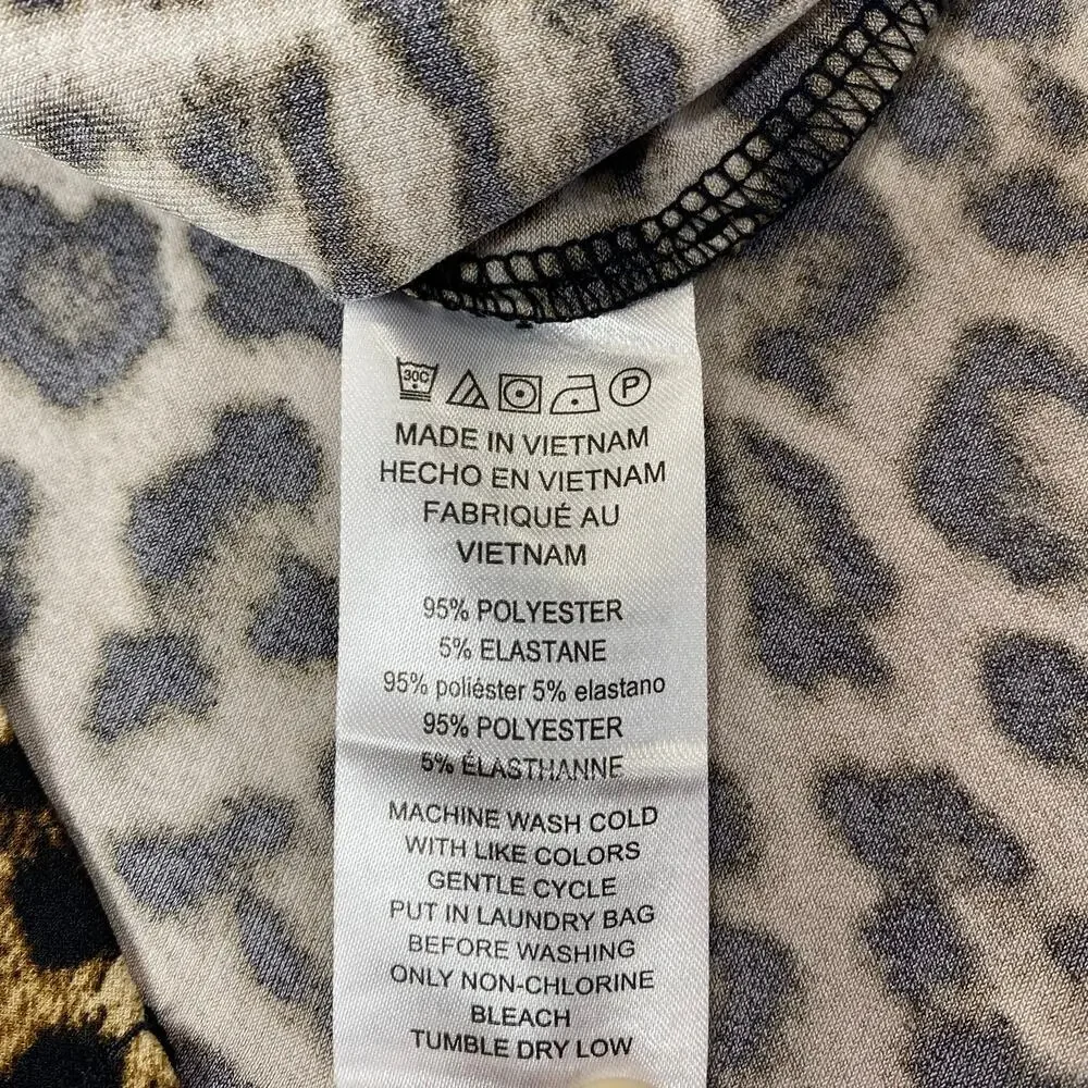 Michael Kors Leopard Print Zip Front Top – Long Sleeve Medium